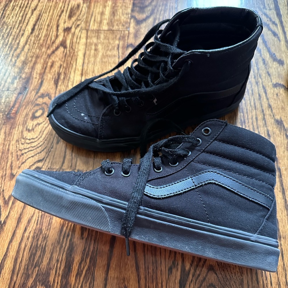 Vans all black high top sneaker. Women size 9.5 Men size 8.